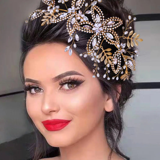 Luxury Leaf Design Headband, Fashionable Rhinestone Decorated Hair Accessories for Wedding Bridal Party Formal Occasions, Elegant Hair Accessories for Women