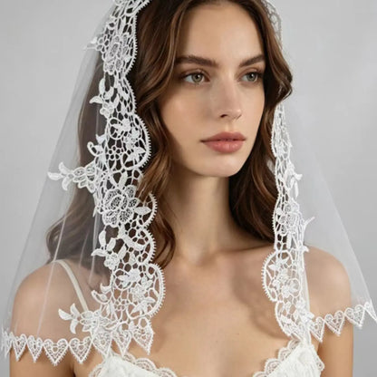 Embroidered Floral Headscarf, Wedding Veil, Church Face Cover, Bride Headwear, Elegant Bridal Accessory, Perfect for Weddings