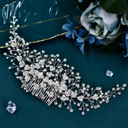 Rhinestone Decorated Hair Comb, Elegant Bridal Headwear for Wedding Bridal Party Formal Occasions, Fashion Hair Accessories for Women