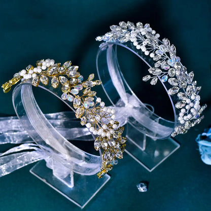 Fashion Faux Crystal & Faux Pearl Decorated Headband, Elegant Bridal Headwear for Wedding Bridal Party Formal Occasions, Minimalist Headwear Suitable for Hair