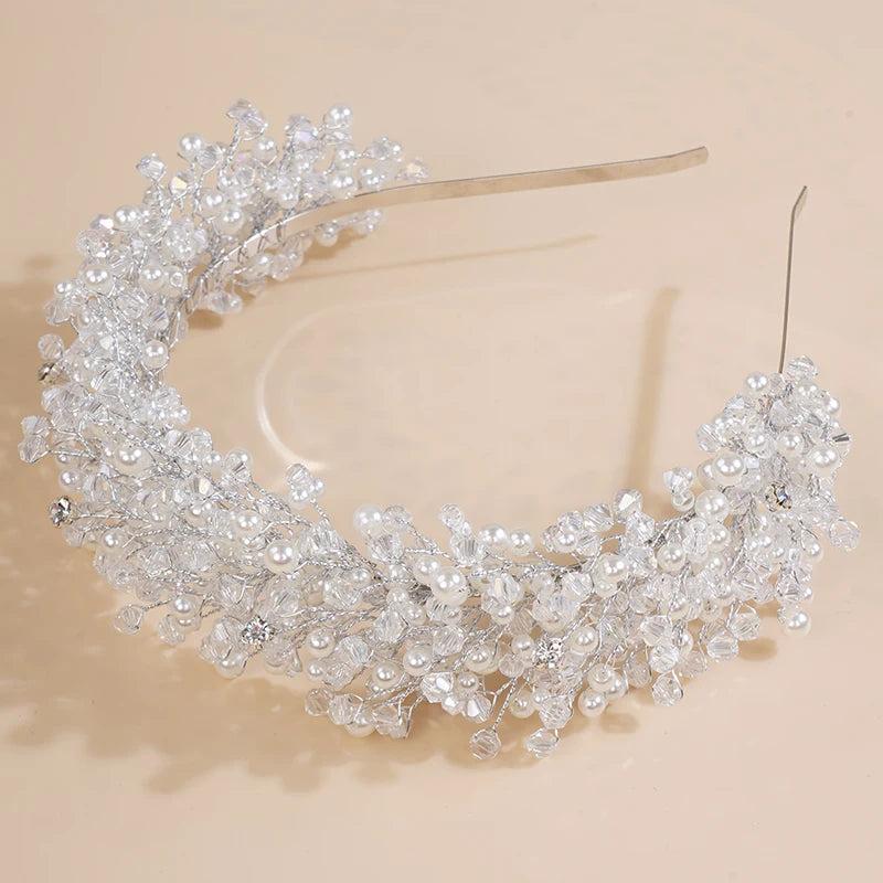 Luxury Pearl Crystal Bridal Tiara Headband