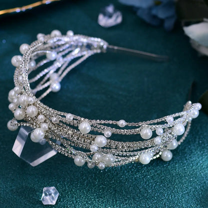Women's Elegant Headband with Faux Pearls Decoration, Perfect for Weddings & Photography, All-Season Accessory for Special Occasions
