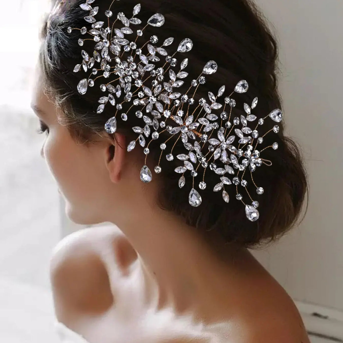 Elegant Rhinestone Detailing Hair Comb Set, Shiny Charm Women's Hair Accessories, Wedding Party Event Hairstyle Decor, Geometric Pattern