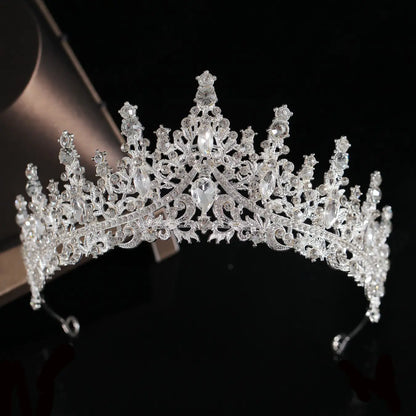 A set of classic rhinestone crowns, necklaces, and earrings for brides, 4 wedding jewelry sets, Bridal accessories, Bridal Accessory, suitable for weddings, parties, gatherings