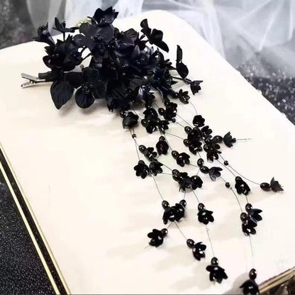 New New Chinese Style Flower Hairpin Pearl Luxury Tassel Side Clip Side Clip Bridal Headwear