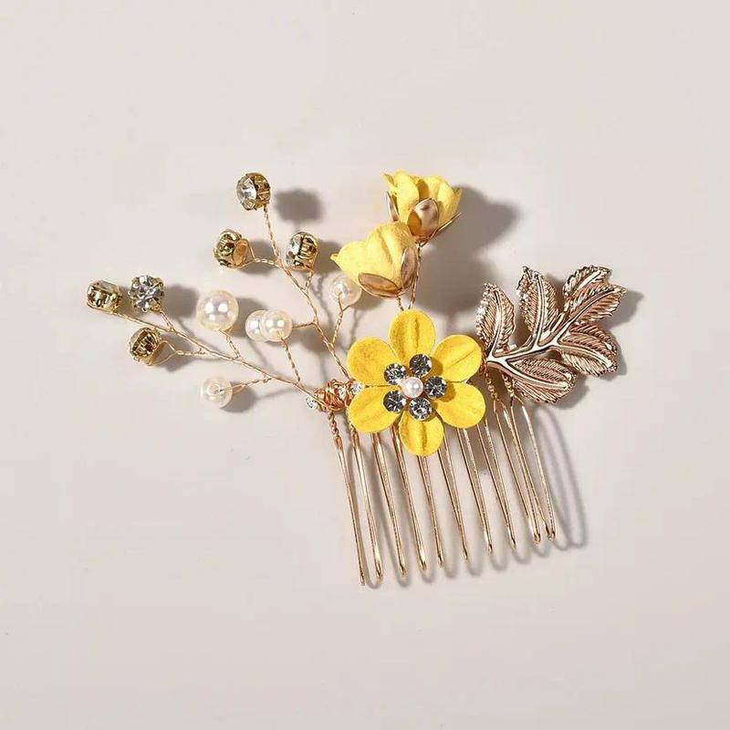 Korean-Style Bridal Wedding Hair Accessories, Blue, Purple, Pink, and White Fresh-Style Hair Combs, Girls' Bridesmaid Hair Accessories