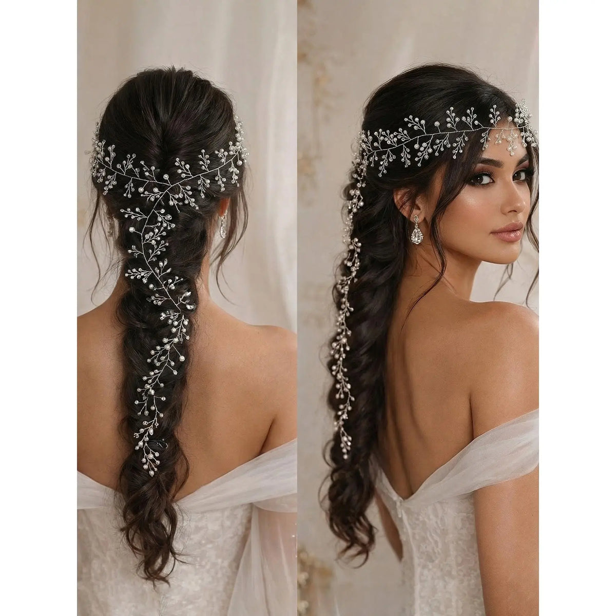 Elegant Pearl Crystal Hairband for Women, Bridal Headband, Versatile Bun and Curl Hairstyle Accessory, Perfect for Weddings, Parties, Vacations, Holidays, Gatherings
