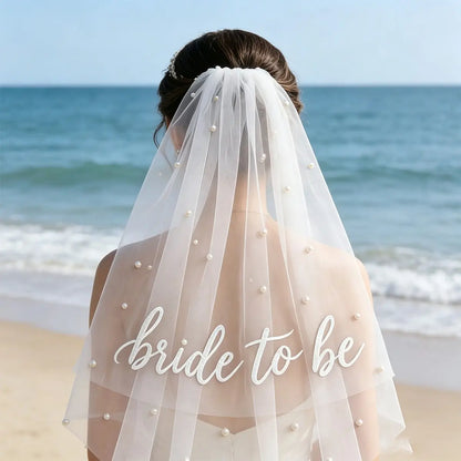 Bride Ribbon Veil, Headpiece for Singles Party, Bridal Shower Decor, Engagement Gift, Wedding Fashion Accessory, Photo Prop