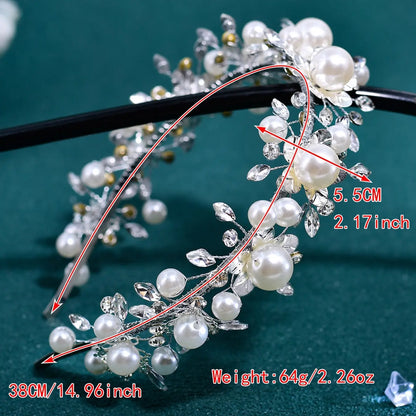 Elegant Pearl Rhinestone Bridal Headband, Perfect for Weddings Birthdays Parties Daily Wear Vacation, Fashionable High-End Hair Accessory