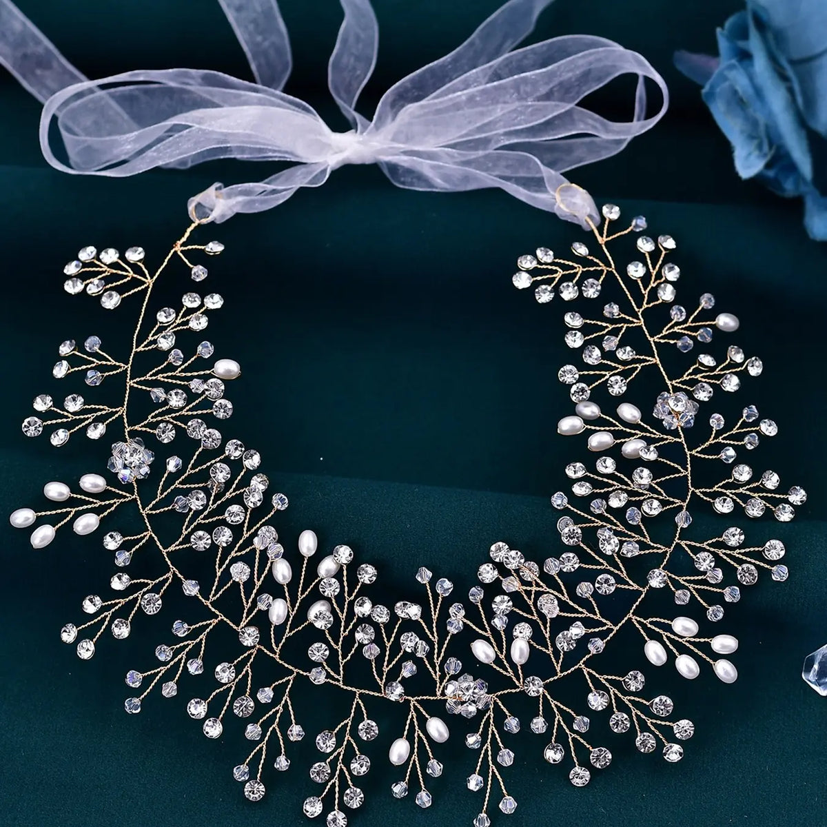 Elegant Handmade Quality Crystal Rhinestone Pearl Headband for Women, Perfect for Weddings Parties Balls, Stylish Hair Accessory