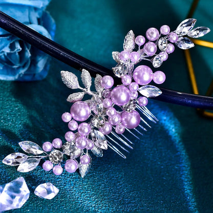 Elegant Handmade Faux Pearl Rhinestone Hair Comb, Festival Decoration, Bridal Wedding Party Banquet Daily Casual Hairstyle Accessory