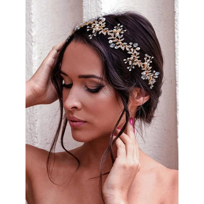 Leaf Design Bridal Headband, Elegant Rhinestone Decor Headband for Wedding Bridal Party Formal Occasions, Fashion Hair Accessories for Women