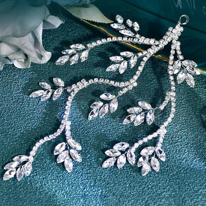 Elegant Rhinestone Decorated Leaf Design Headband, Exquisite Trendy Bridal Headwear, Fashionable Hair Accessories for Wedding Party Decoration, Hairpiece