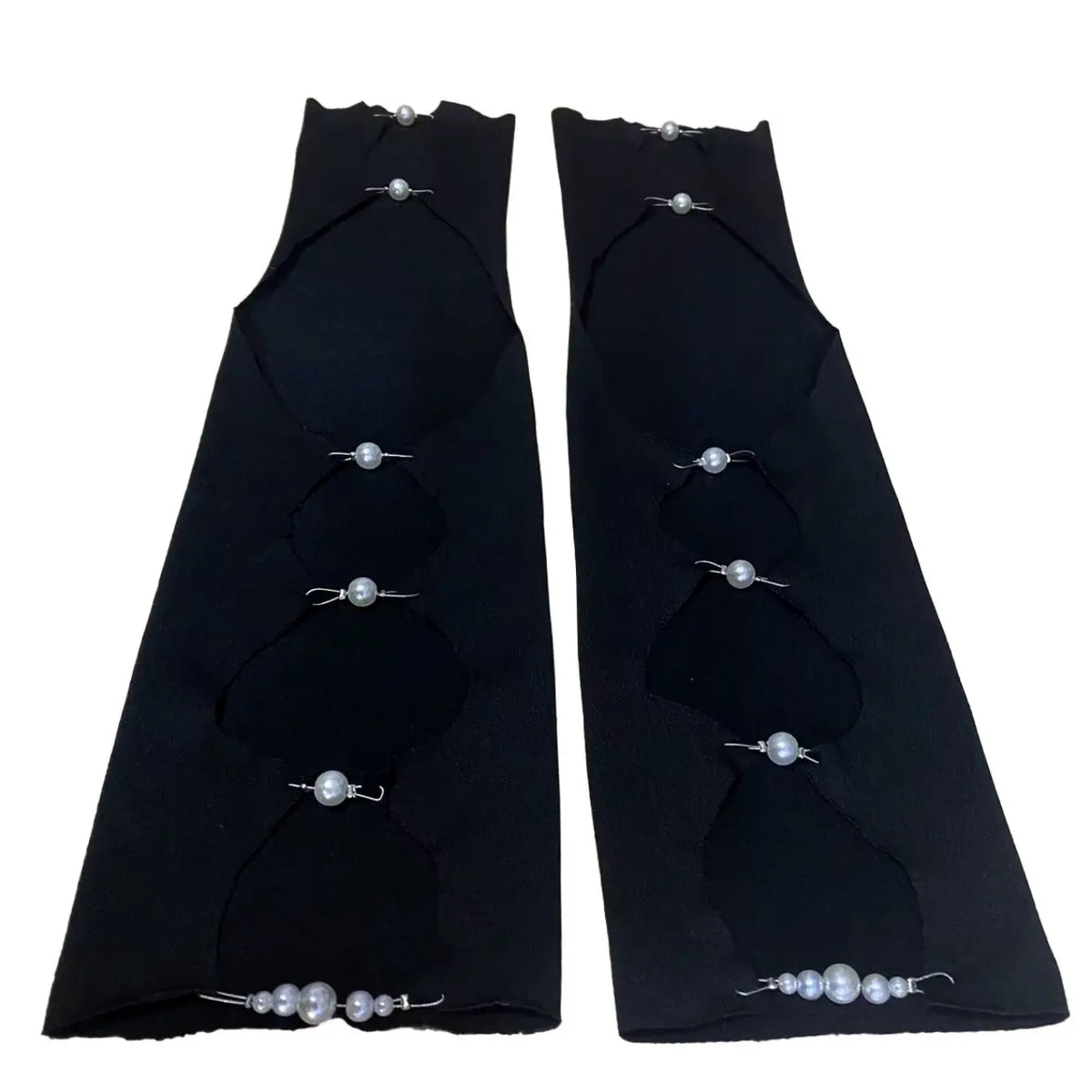 Hollow-out Sexy Arm Sleeves with Pearls for Subculture, Niche Y2K & Dark Gothic Thin Gloves
